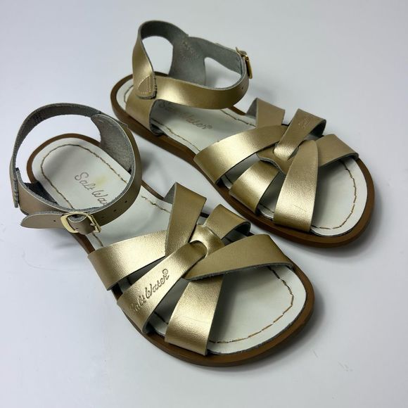 Girl's Salt Water “The Original Sandal” by Hoy Shoes in Gold Sz 3